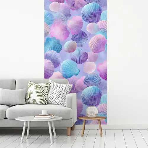 Schelpen - Paars - Blauw - Patroon fotobehang vinyl groot -woonkamer