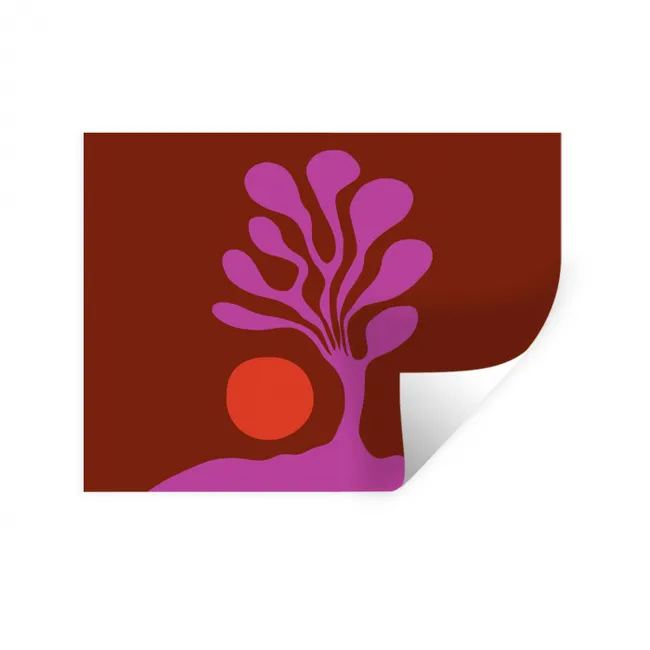 Muursticker - Boom - Paars - Cirkel - Vloeiend