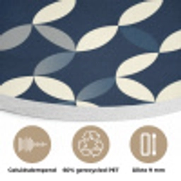 Abstract - Patroon - Blauw Akoestische PET Vilt - Rond klein 838 -closeup_NL