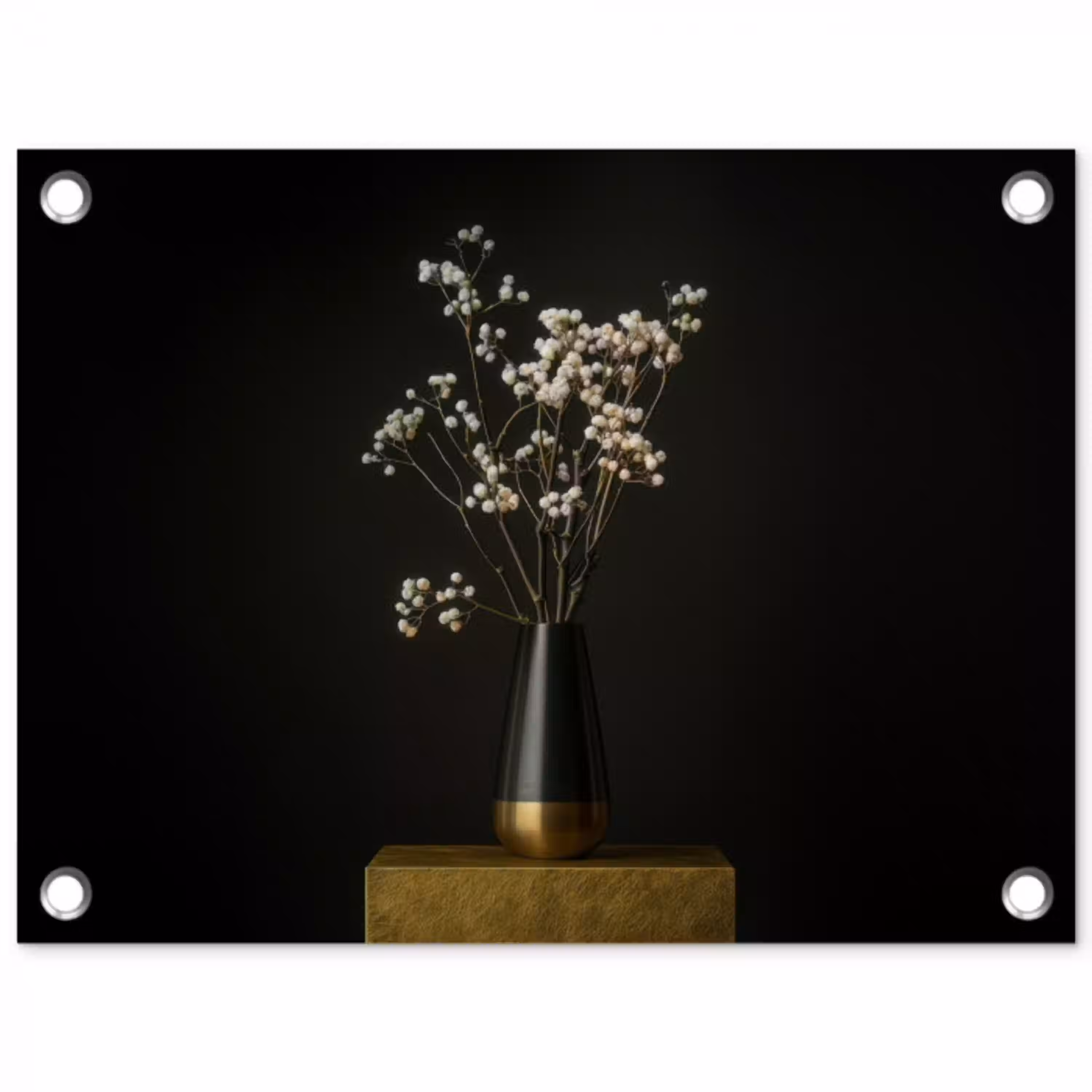 Bloembollen - Wit - Vaas - Minimalistisch tuinposter los doek klein -3d