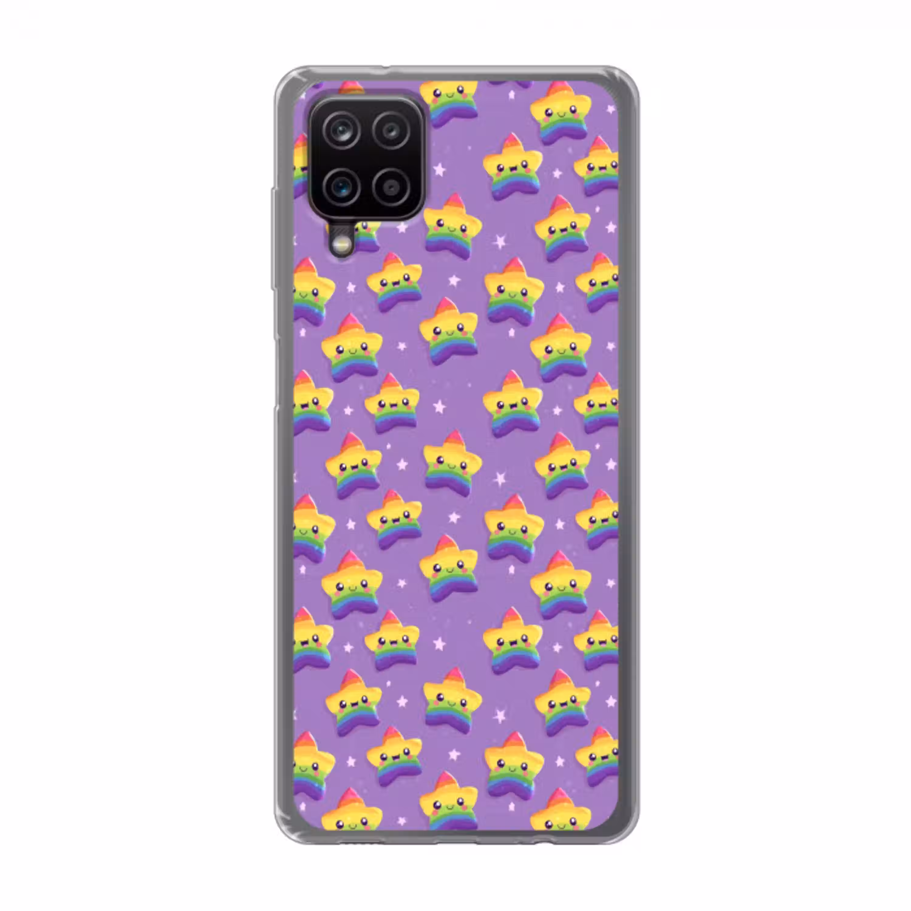 Sterren - Regenboog - Paars Telefoonhoesje Samsung Galaxy A12 klein 372 -3d