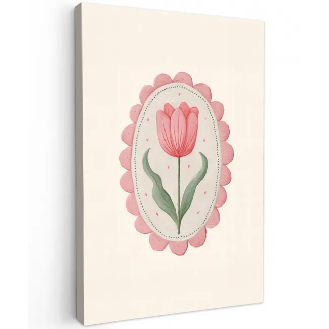 Tulp - Lijst - Ovaal - Illustratie canvas 2cm klein -z3d