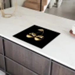 Kersen - Zwart - Goud - Chrome Inductie beschermer vinyl 3mm middel -sfeer8