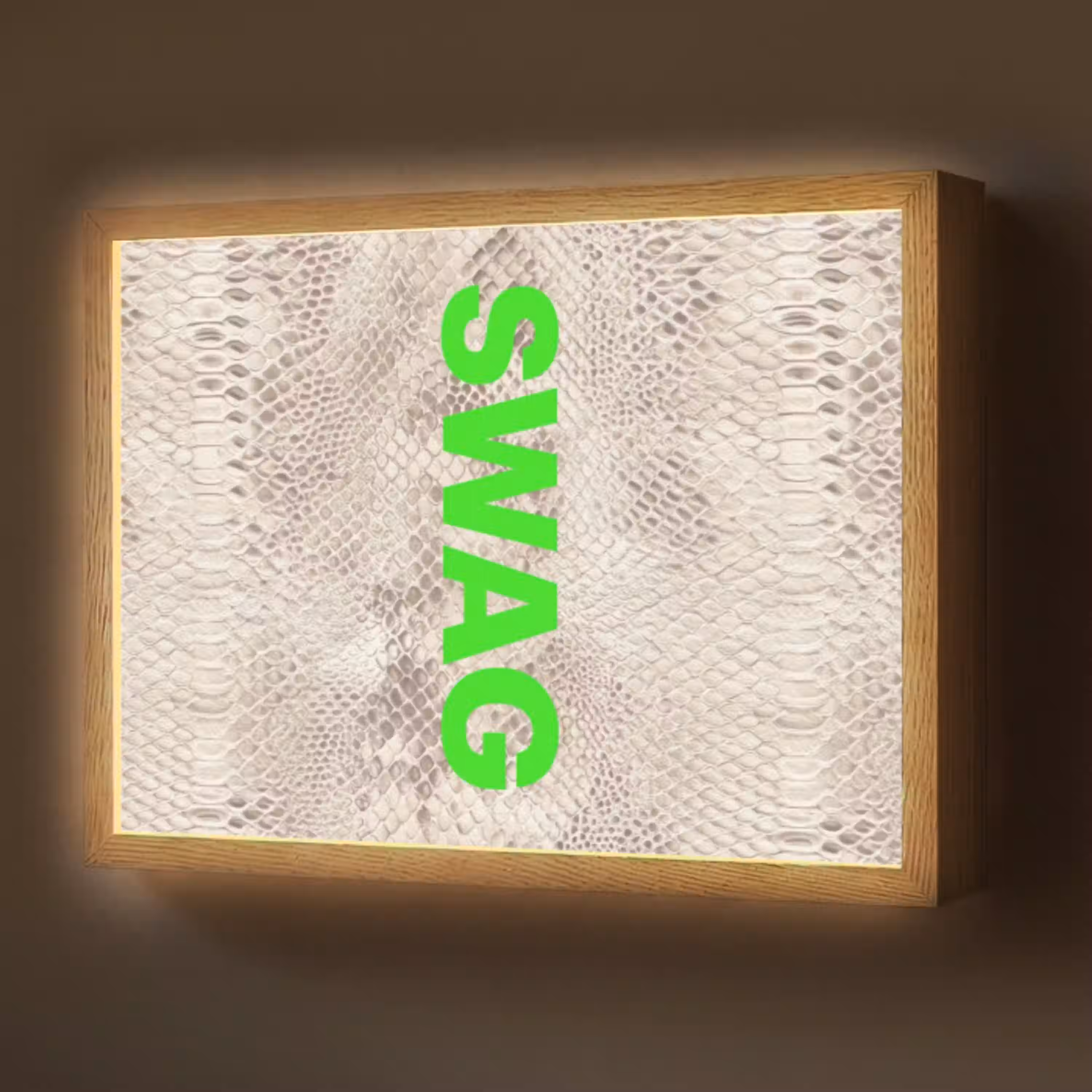 Slangenprint - SWAG - Neon - Groen Light Box met batterij (Wandlamp) middel -z3d_website
