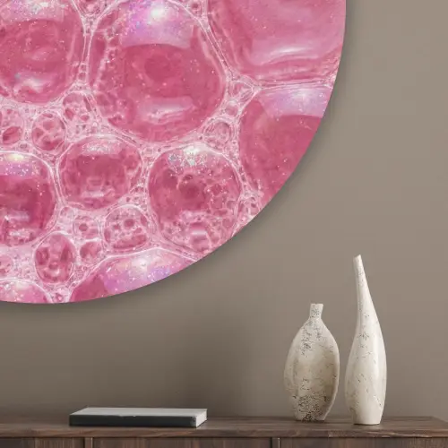 Roze - Schuim - Bubbels Akoestische PET Vilt - Rond klein -sfeer5_closeup