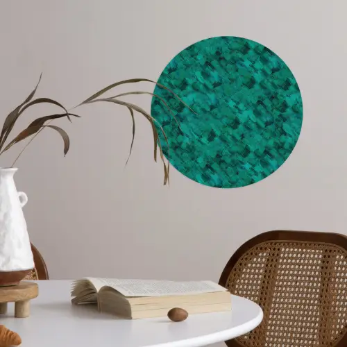 Vloeiend - Olie - Verf - Groen Wandcirkel behangsticker klein 186 -sfeer3