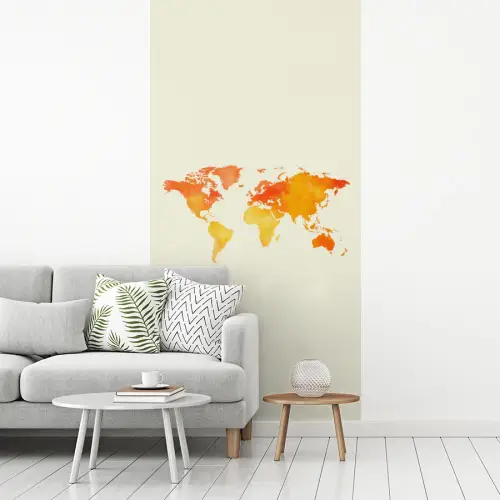 Wereldkaart - Oranje - Kleurrijk fotobehang vinyl groot -woonkamer