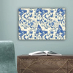 Vlinders - Bloemen - Blauw - Botanisch canvas 2cm klein 34 -sfeer4