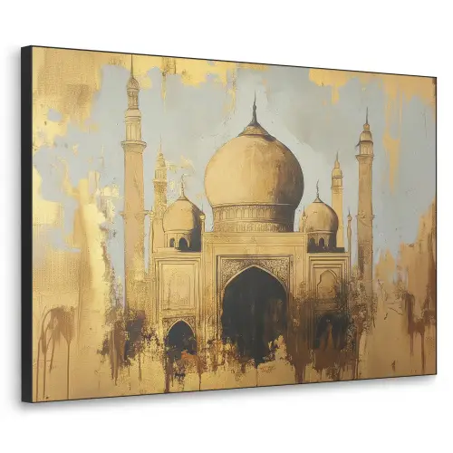 Moskee - Goud - Arabisch - Ramadan - Islamitische Textielframe zwart klein -3d