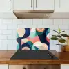 Abstract - Blauw - Roze keuken achterwand spatscherm klein -sfeer2