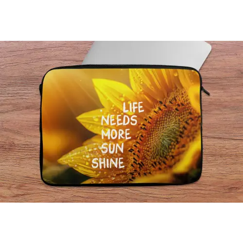 Zonnebloem - Close up - Geel - Quote laptophoes neopreen klein -tafel