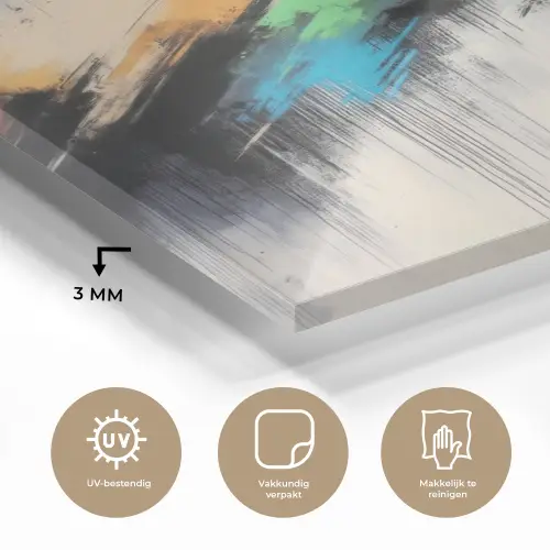Dynamisch - Abstract - Kleurrijk - Zwart plexiglas 5mm klein -sfeer2