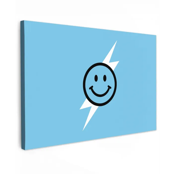 Smiley - Blauw - Bliksem canvas 2cm klein -z3d