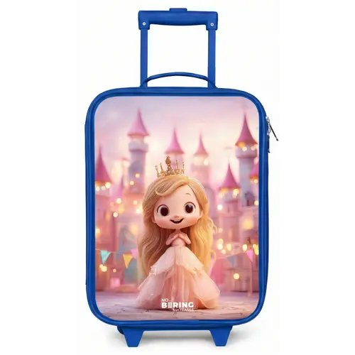 Prinses - Roze - Kasteel Kinderkoffer - Blauw klein -zz3dotto