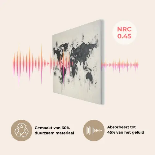 Wereldkaart - Zwart - Inkt PET vilt klein -USP_NL