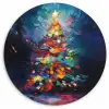Kerstboom - Kerst - Abstract - Kleurrijk Wandcirkel kunststof plaat 5mm dik klein -3d