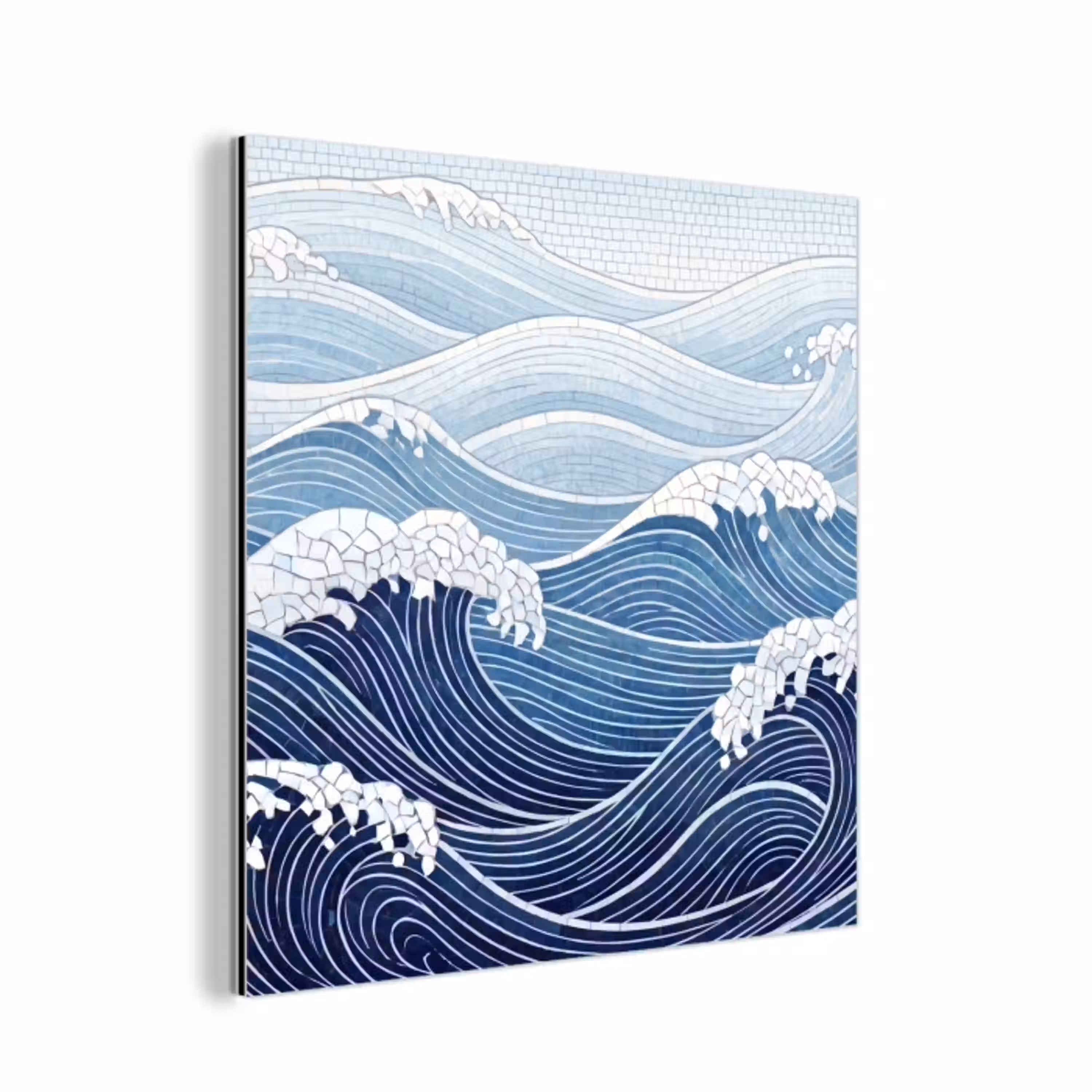 Water - Mozaïek - Landschap - Modern - Blauw aluminium wit klein -3d