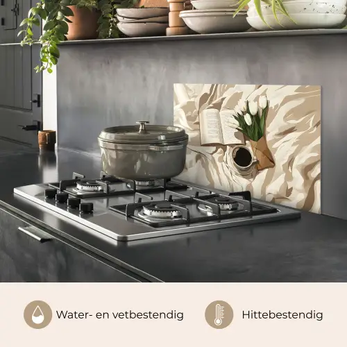 Boek - Illustratie - Tulpen - Koffie keuken achterwand spatscherm klein -usp_NL