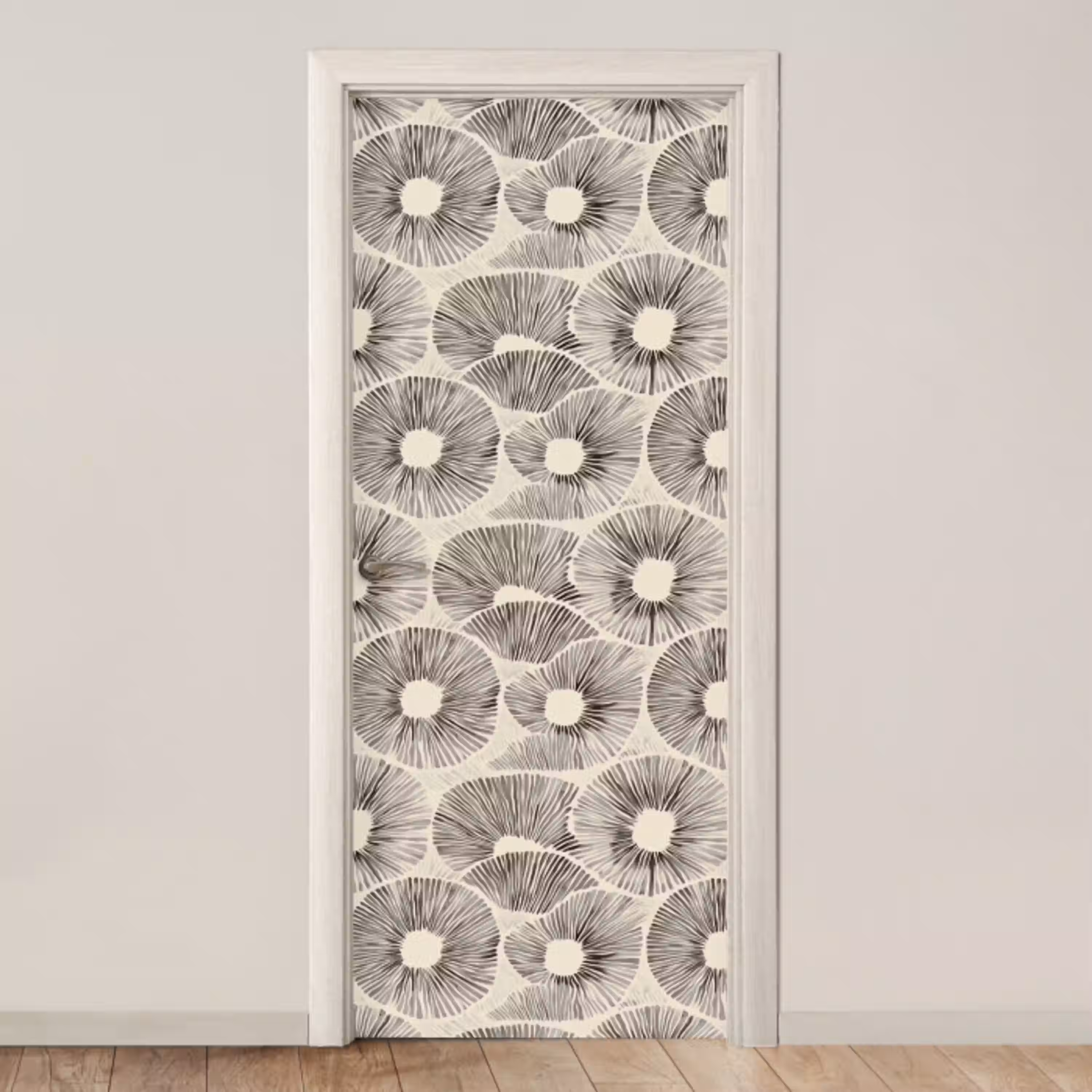 Cirkels - Patroon - Zwart deurposter klein 289 -3d_beige