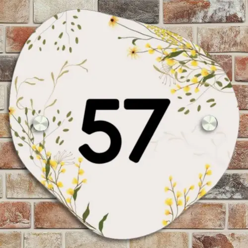 Gele bloemen - Traditioneel Naambord Organisch middel -sfeer10