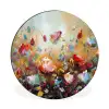 Bloemen - Kunst - Natuur - Olieverf Wandcirkel aluminium klein -3d