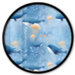 Walvissen - Oceaan - Blauw Fotolijst rond zonder passe partout klein 856 -3d