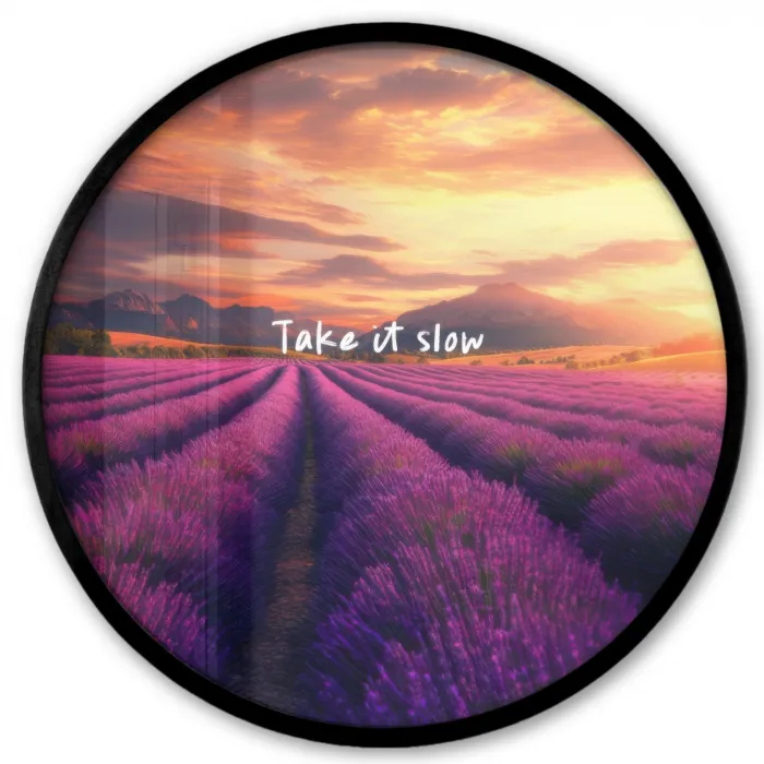 Lavendelveld - Quote - Zonsondergang Fotolijst rond zonder passe partout klein -3d