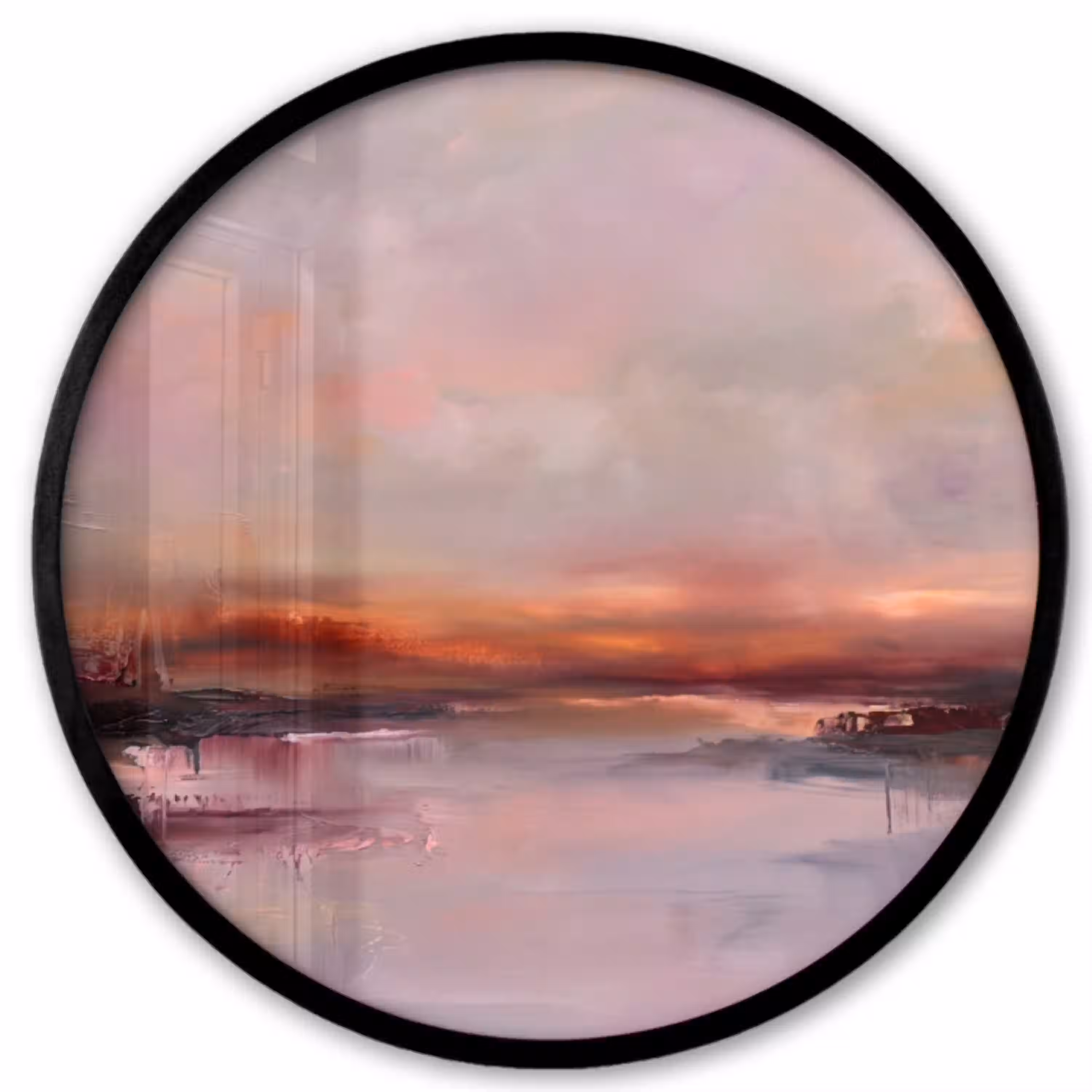 Landschap - Zonsondergang - Abstract - Modern - Roze Fotolijst rond zonder passe partout klein -3d