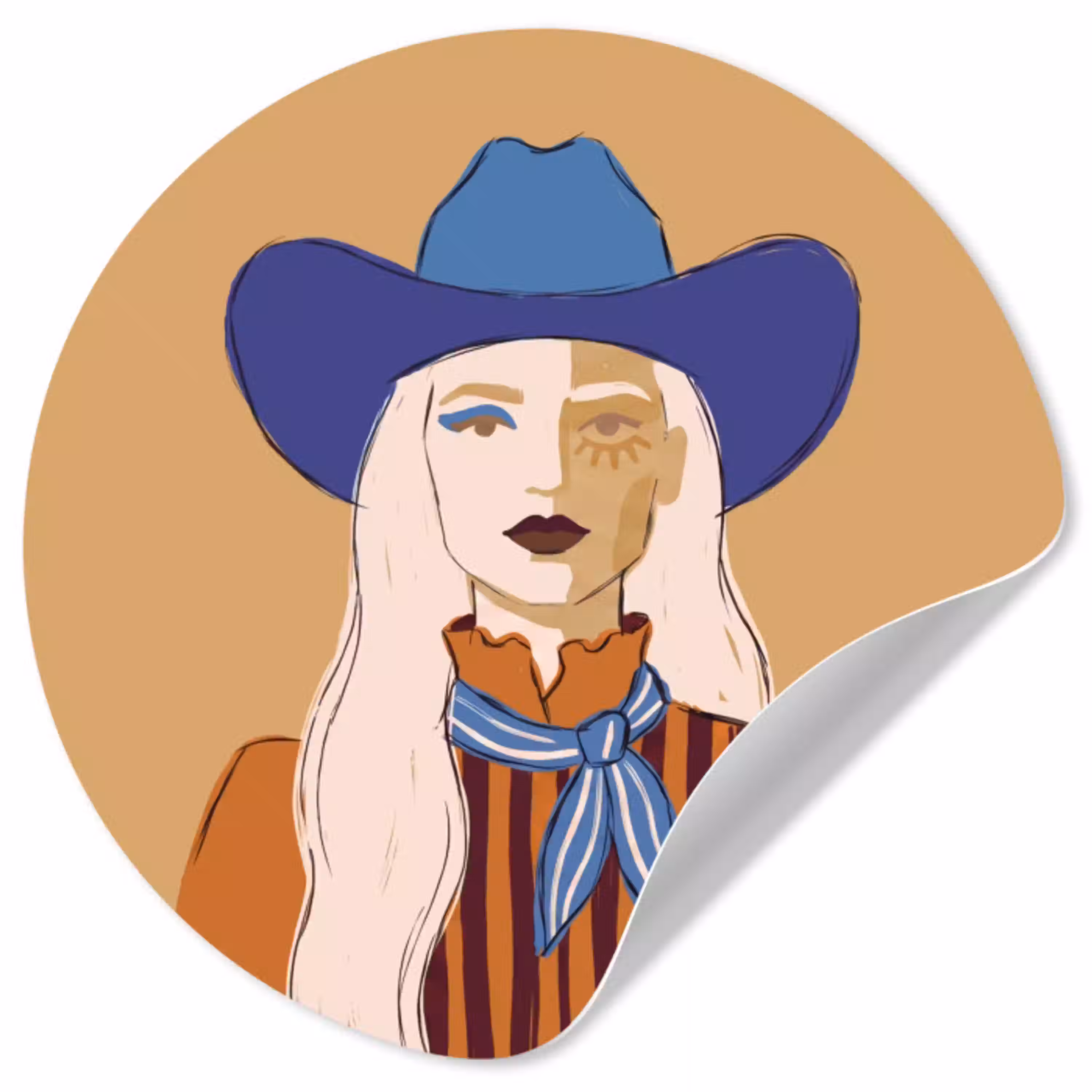 Vrouw - Portret - Abstract - Kleurrijk - Modern Wandcirkel behangsticker klein -3d