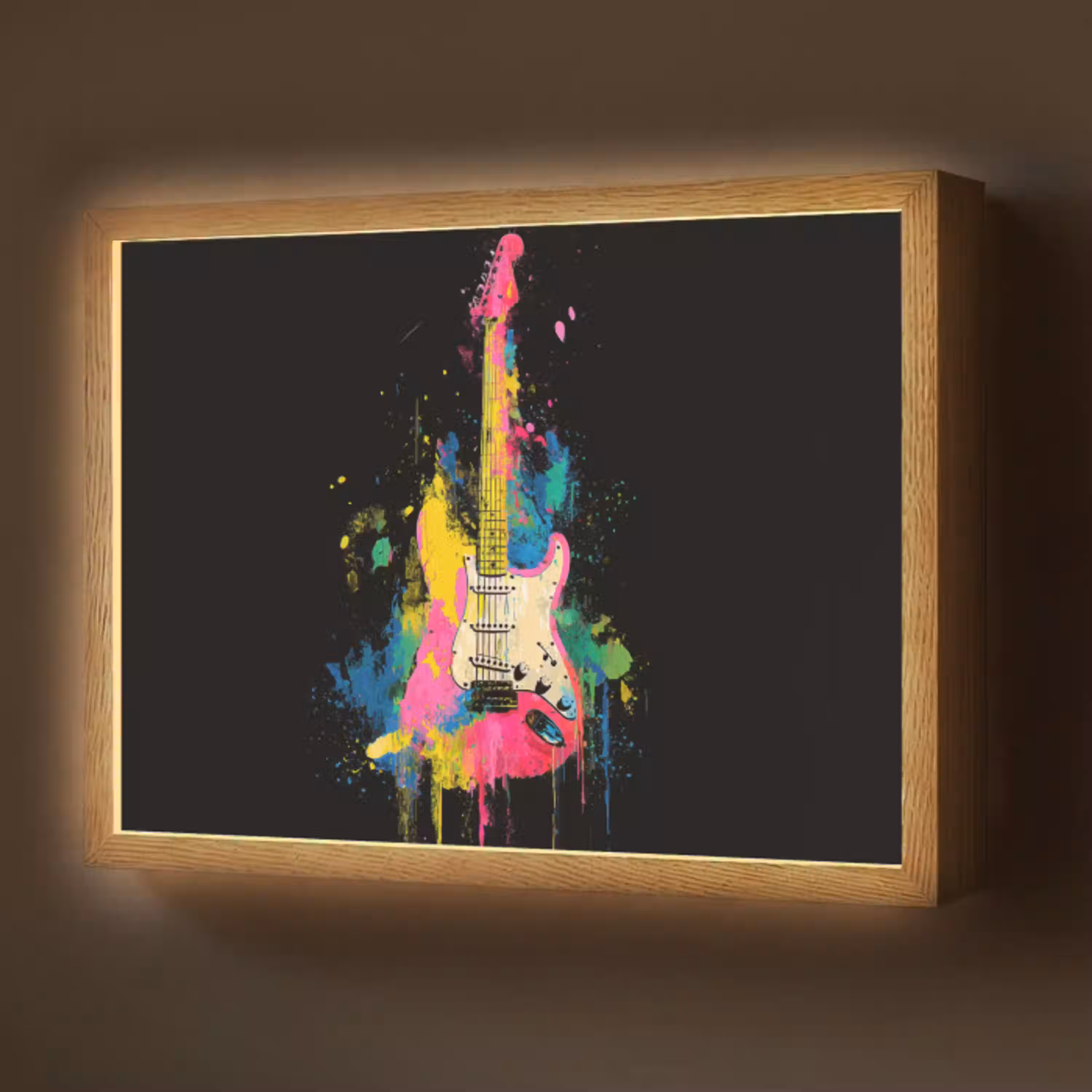 Gitaar - Kleurrijk - Verf Light Box met batterij (Wandlamp) middel -z3d_website