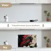Zwarte draak - Rookwolken - Rood keuken achterwand spatscherm klein -voor_na_NL