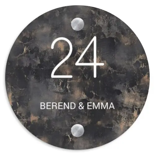 Verweerd metaal - Klassiek Naambord Rond klein -3d
