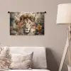 Leeuw - Wilde dieren - Planten - Natuur - Bloemen Wandkleed katoen klein -sfeer4
