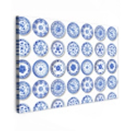 Borden - Bloemen - Patroon - Blauw canvas 2cm klein 34 -z3d