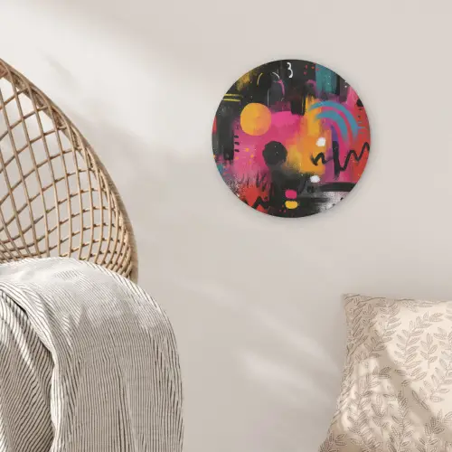 Kleurvlakken - Vormen - Kleurrijk - Abstract Akoestische PET Vilt - Rond klein -sfeer4