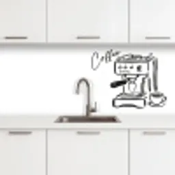 Espressomachine - Zwart - Wit keuken achterwand 2 middel -3d