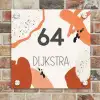 Abstract oranje - Modern Naambord Vierkant klein -sfeer2
