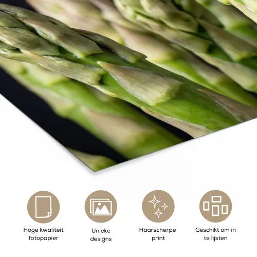 Asperges - Groen - Zwart poster papier klein -closeup_NL
