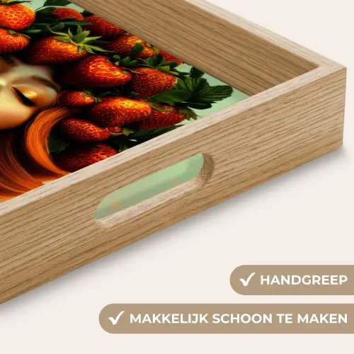 Vrouw - Aardbeien - Kroon Dienblad Rechthoek middel -USP_HandgreepNL