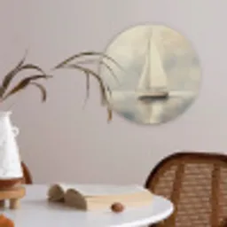 Zeilschip - Zee - Bewolkt Akoestische PET Vilt - Rond klein -sfeer3