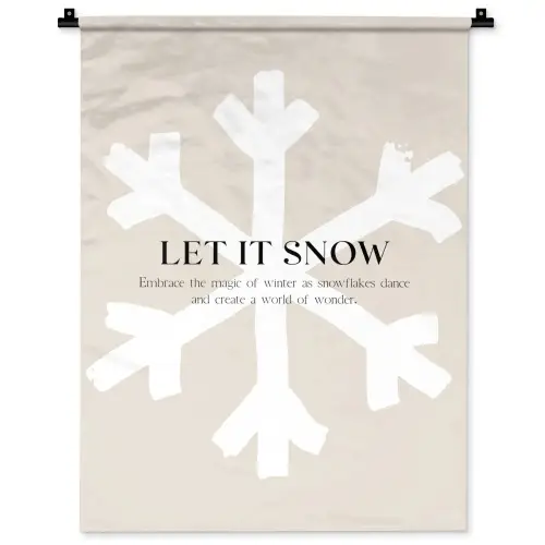 Kerst - Let it snow - Sneeuwvlok - Winter - Quotes Wandkleed katoen klein -zz3d