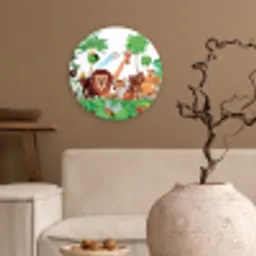 Wilde dieren - Jungle - Leeuw - Tijger - Meisjes - Kids - Jongens Wandcirkel kunststof plaat 5mm dik klein -sfeer1