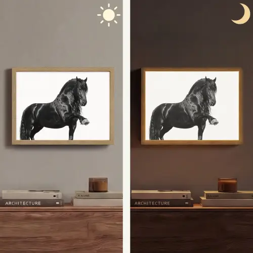 Fries - Hengst - Modern Light Box met batterij (Wandlamp) middel -sfeer3
