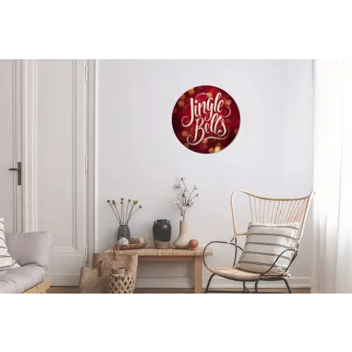 Jingle - Bells - Kerst - Rood Wandcirkel aluminium klein -woonkamer