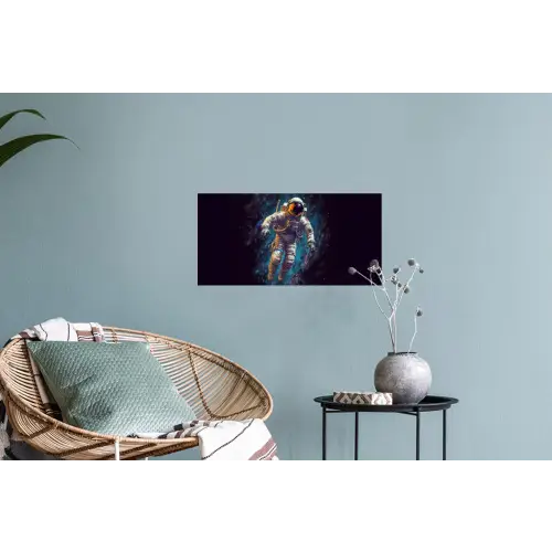 Ruimte - Neon - Astronaut - Sterren Muursticker klein -plant