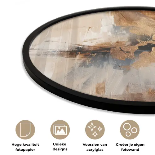 Modern - Bruin - Abstract - Beige Fotolijst rond zonder passe partout klein -closeup_NL