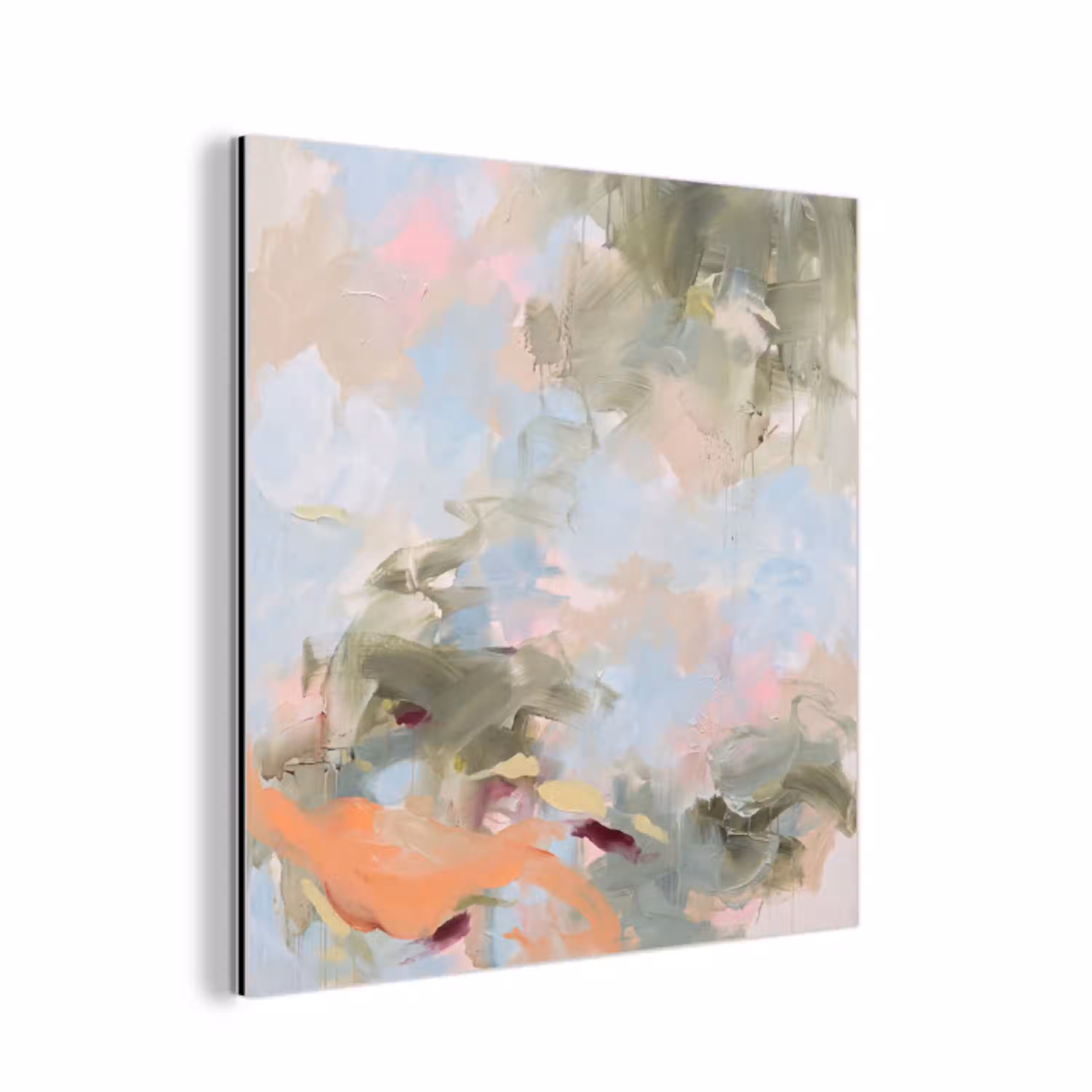 Abstract - Borstelstreken - Kunst - Modern - Pastel aluminium wit klein -3d