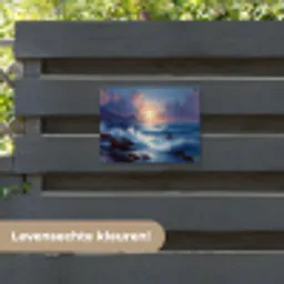 Golven - Zee - Kleurrijk - Rotsen tuinposter los doek klein -sfeer3