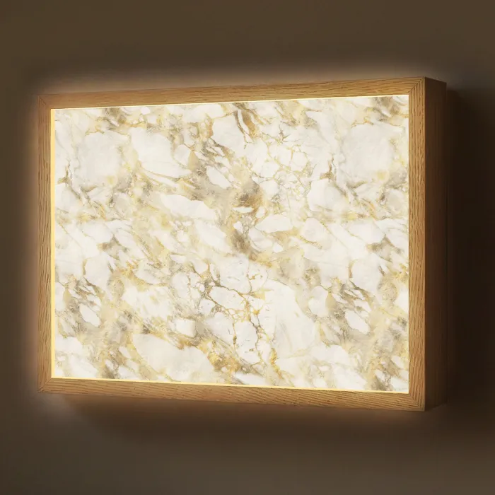 Warm - Gouden - Marmer - Patroon Light Box met batterij (Wandlamp) middel 907 -z3d_website