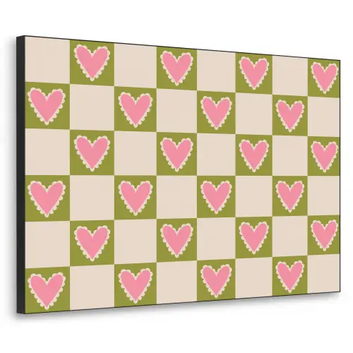 Olijfgroen - Hartjes - Patroon - Retro Textielframe zwart klein 947 -3d